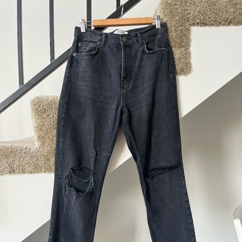 Reformation Cynthia Black High Rise Straight Jeans